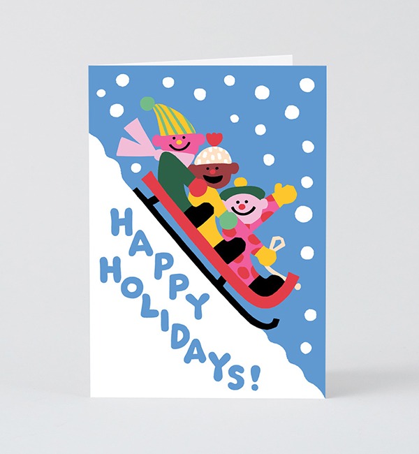 [WRAP]Card - Happy Holidays Sledge Embossed Christmas